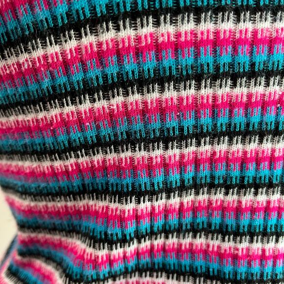 Y2K Vintage Striped Ribbed Cropped Half Zip Heart Charm Juniors Size L (12-14) - Picture 5 of 9